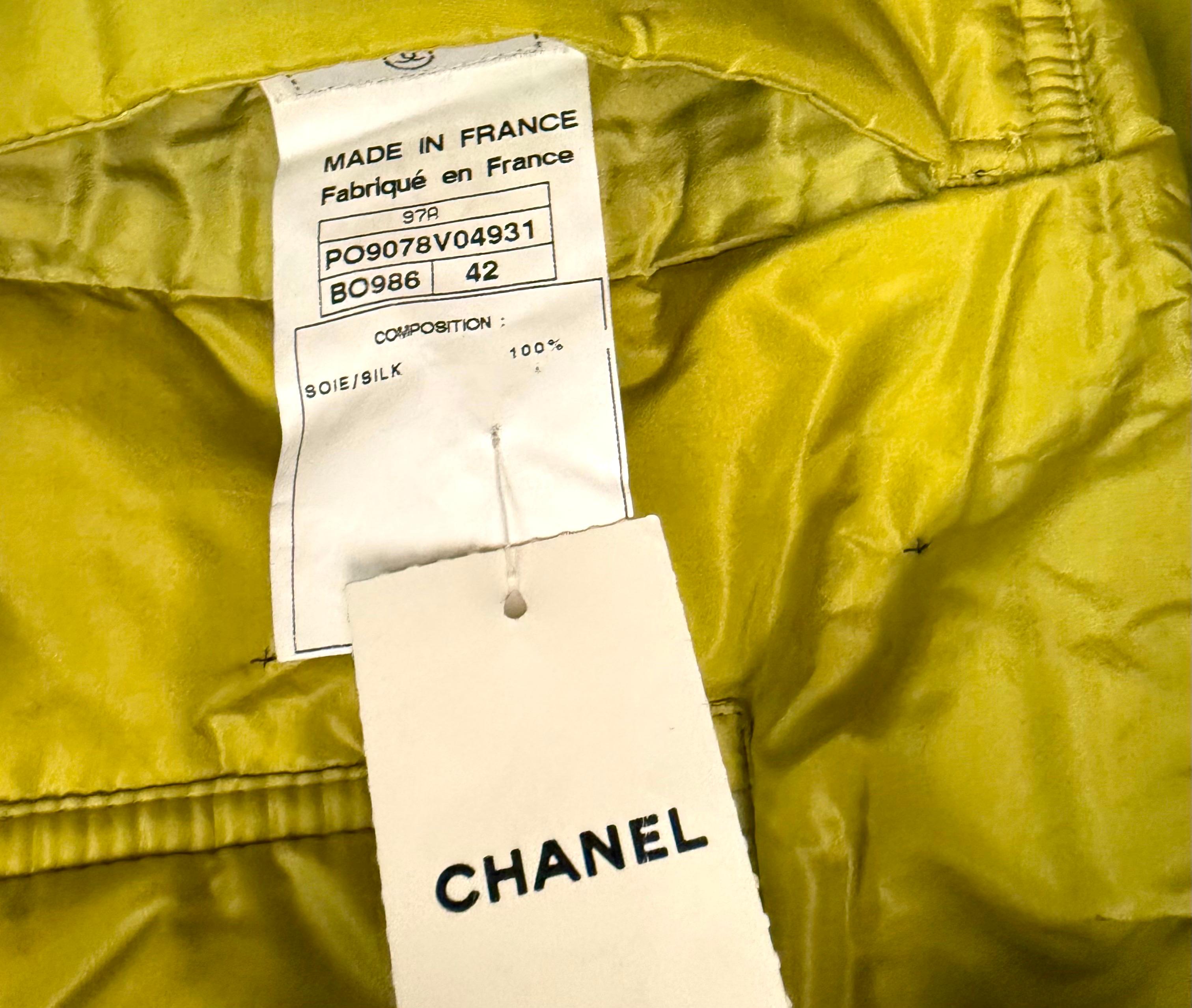 Unworn Chanel blue and yellow silk reversible double sided jacket For Sale 1