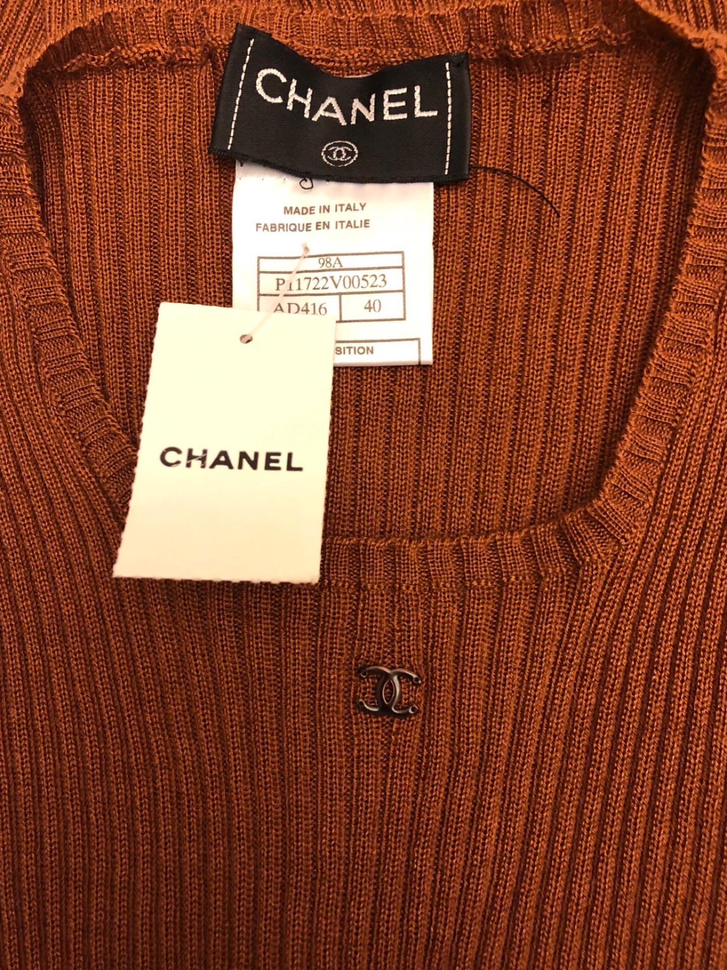 Chanel Brown Cashmere and Silk CC Logo Top Unworn 1