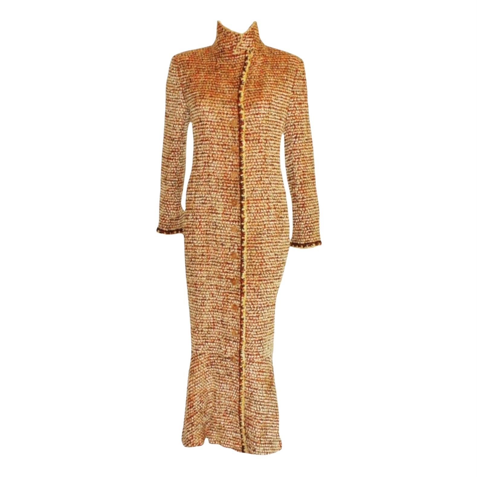 UNWORN Chanel Fantasy Tweed Coat with Wooden Chanel Buttons