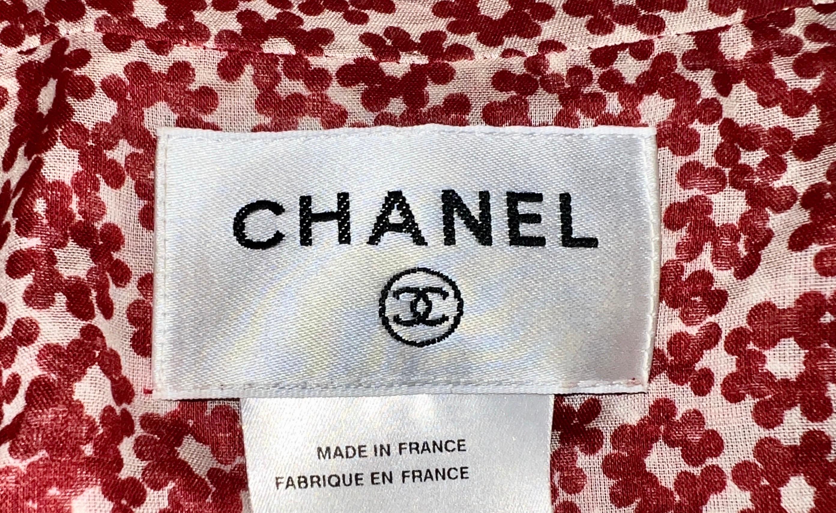 Women's UNWORN Chanel Floral Camellia CC Logo Print Dress with Ruffle Details 40