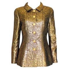 Vintage UNWORN Chanel FW 1996 Iconic Gold Metallic 3D Structured Jacket Blazer  40