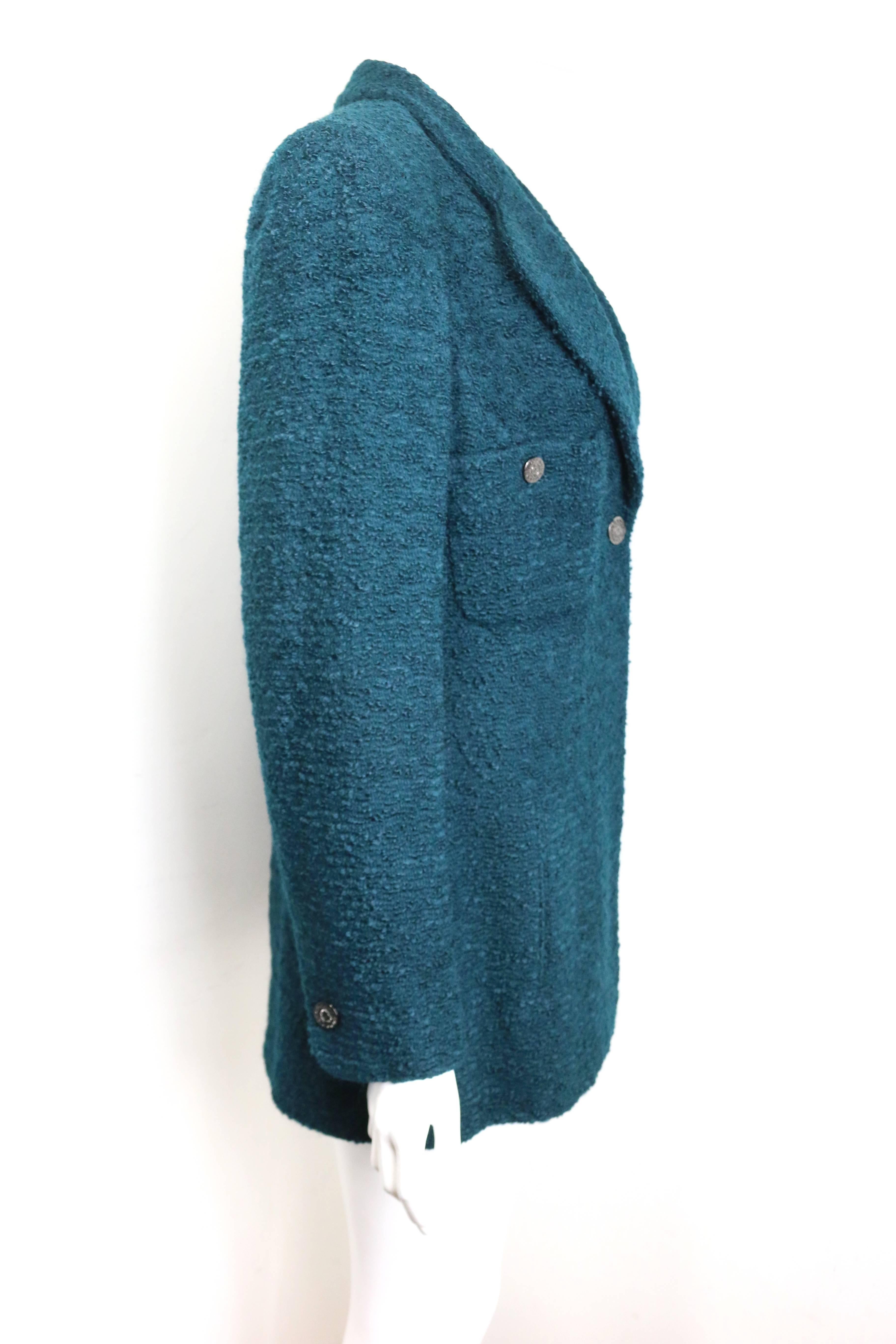 Green Unworn Chanel green mohair and boucle wool jacket For Sale