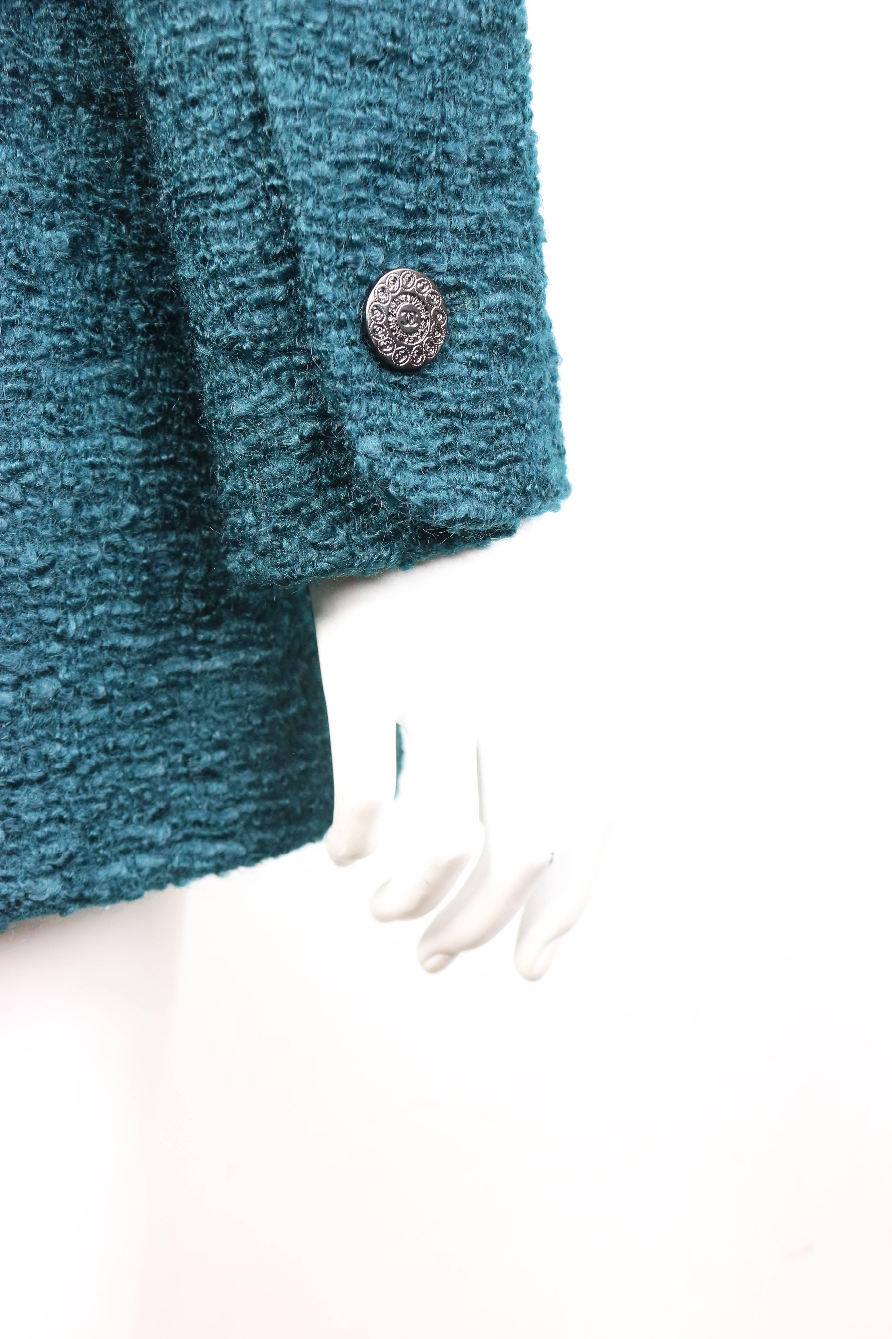Women's Unworn Chanel green mohair and boucle wool jacket For Sale