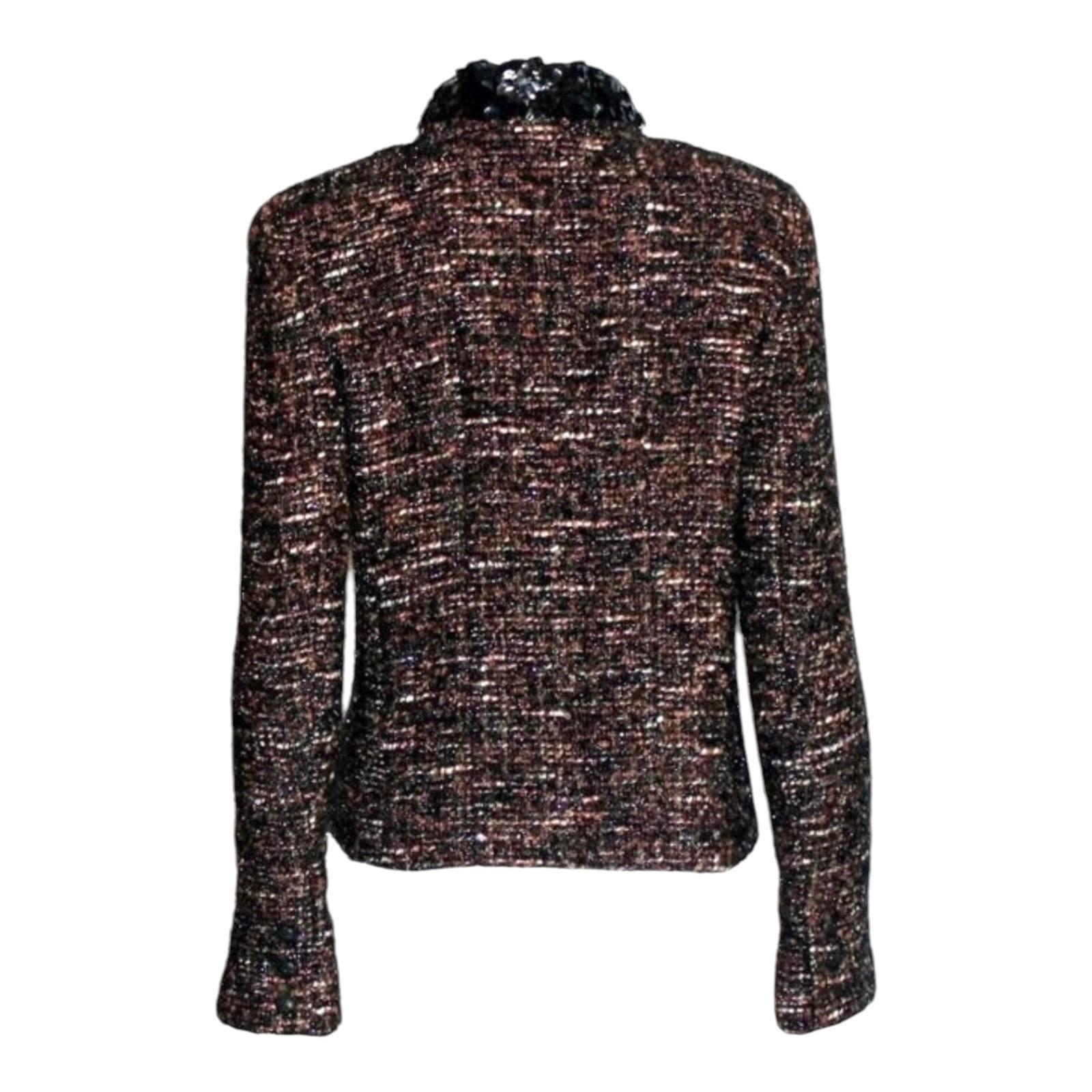 UNWORN Chanel Metallic Fantasy Tweed Jacke Blazer mit Paillettenbesatz mit Paillettenbesatz 44 (Schwarz) im Angebot
