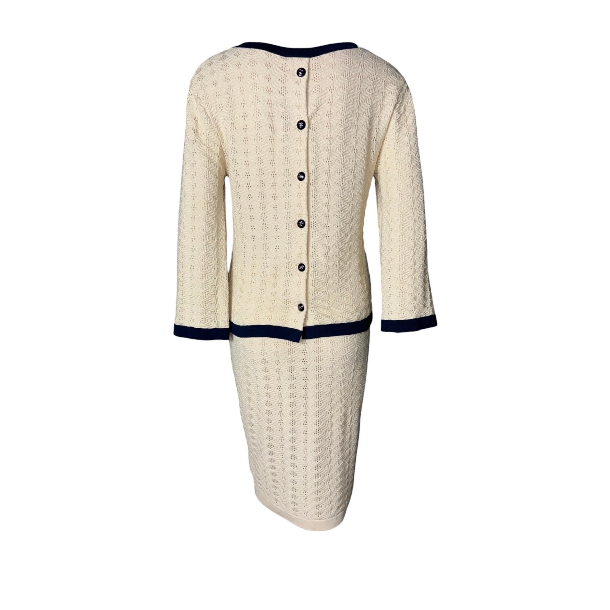 Beige UNWORN Chanel Monochrome CC Logo Button Skirt Top Set Ensemble as Dress 38 en vente