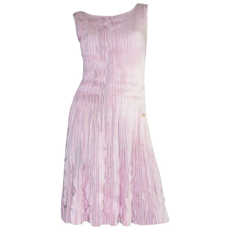 chanel pink knit dress UNWORN Ruffled Cashmere Blend 40 For Sale at 1stDibs Chanel inspired