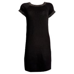 UNWORN Chanel Signature Crochet Knit Dress Silk Mesh Trimmings 36