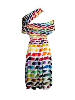 UNWORN CHANEL Watercolor Silk Ensemble Corset Style Blouse Skirt Set as Dress 34