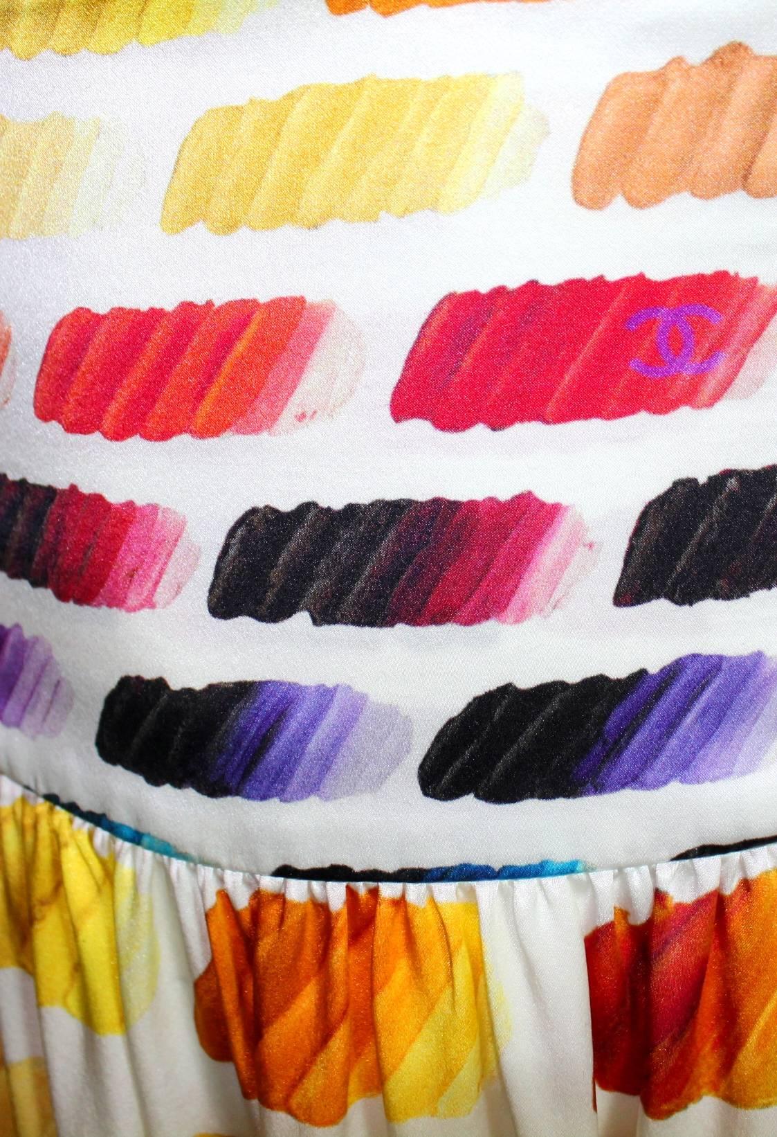 Women's UNWORN CHANEL Watercolor Silk Ensemble Corset Style Blouse Skirt Set as Dress 34 For Sale