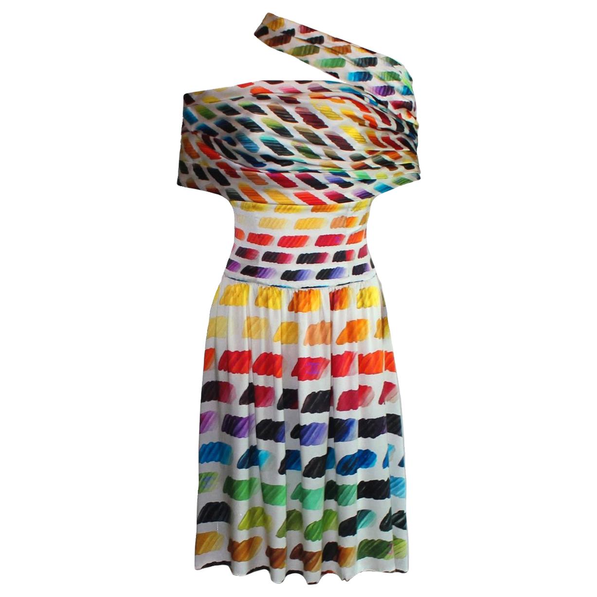 UNWORN CHANEL Aquarellfarbenes Seiden-Ensemble Korsett-Stil Bluse Rock Set als Kleid 34 im Angebot