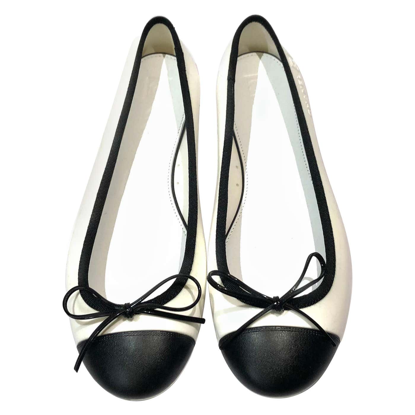 Unworn Chanel white and black flats at 1stDibs | chanel flats, chanel ...