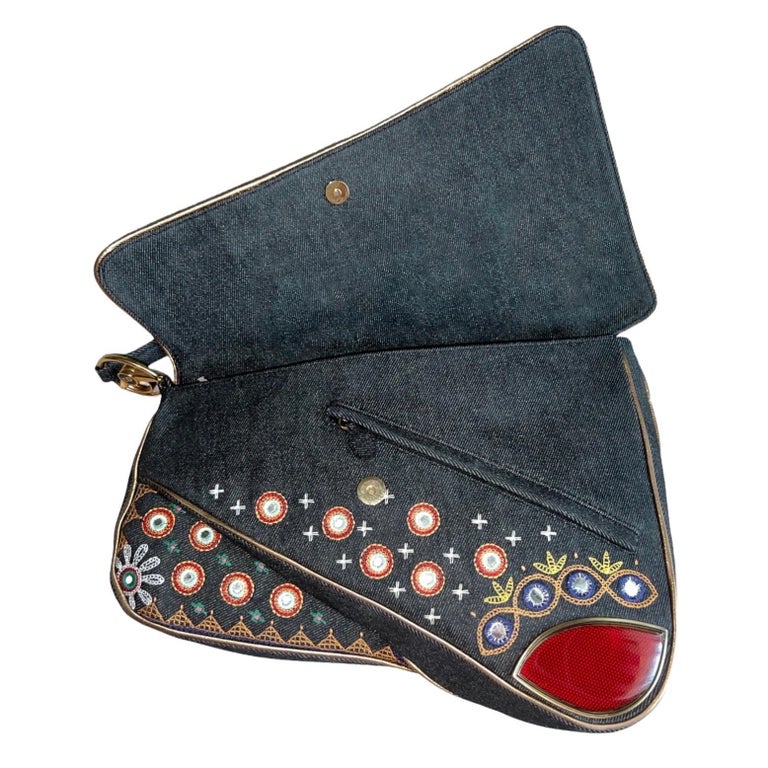 UNWORN Christian Dior by John Galliano 2001 Chris 1947 Cadillac Denim Saddle Bag In Good Condition For Sale In Switzerland, CH