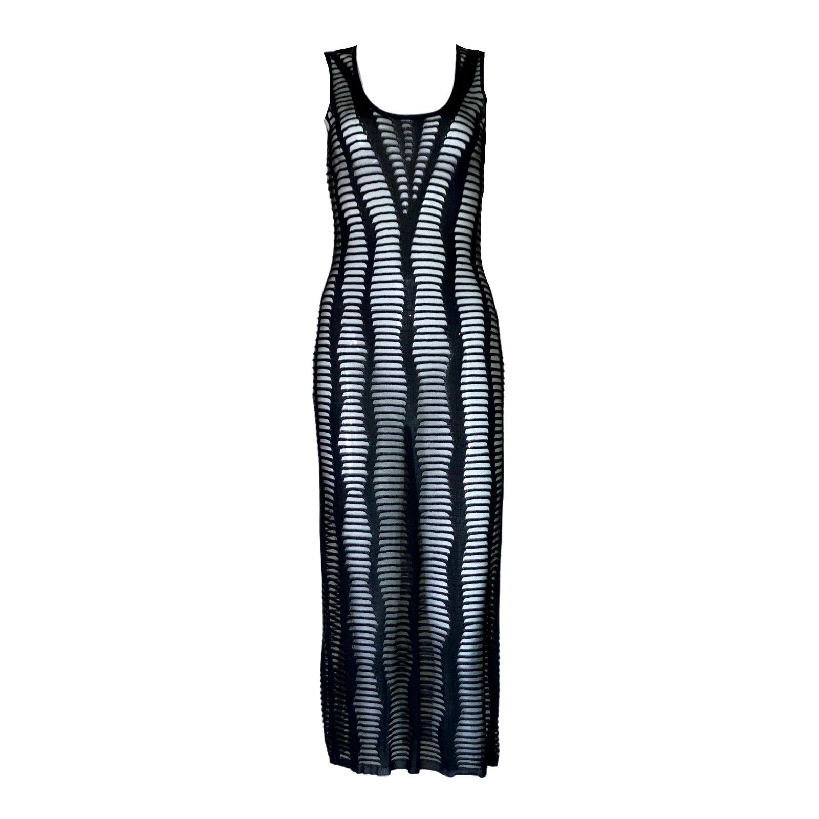 UNWORN Christian Dior by John Galliano 2001 Black Mesh Knit Midi Dress Summer 38 For Sale