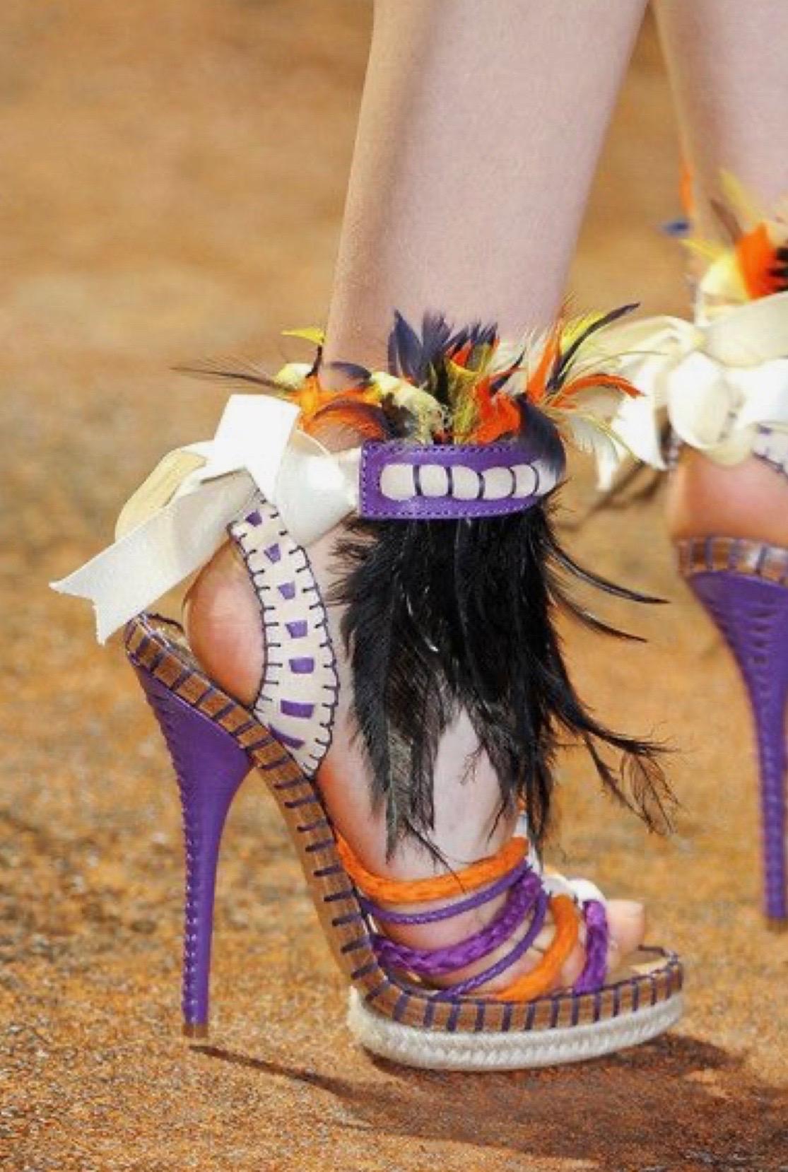 UNIQUE Unworn Christian Dior John Galliano Exotic Show Runway High Heel Sandals 5