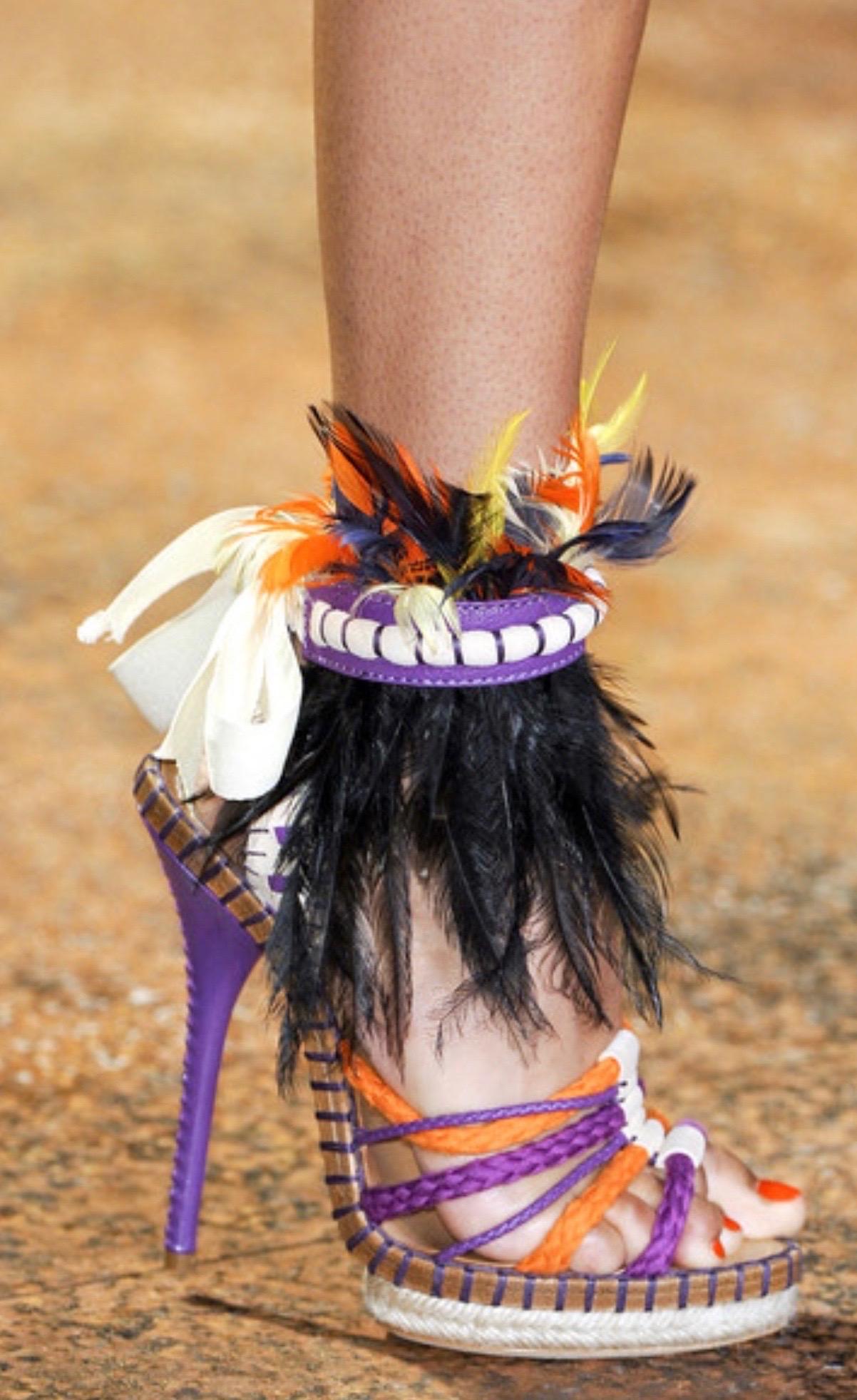 UNIQUE Unworn Christian Dior John Galliano Exotic Show Runway High Heel Sandals 6