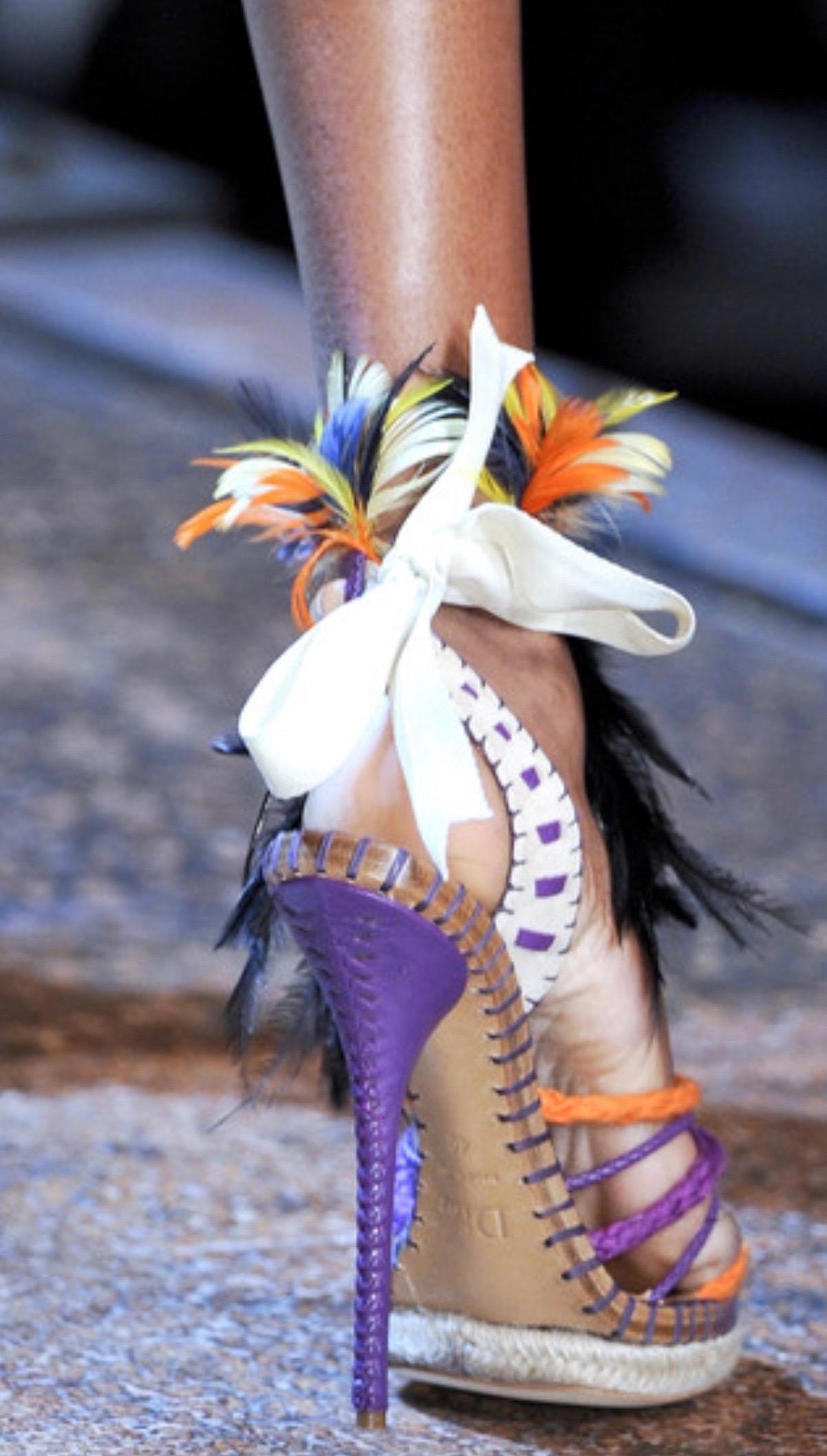UNIQUE Unworn Christian Dior John Galliano Exotic Show Runway High Heel Sandals 7