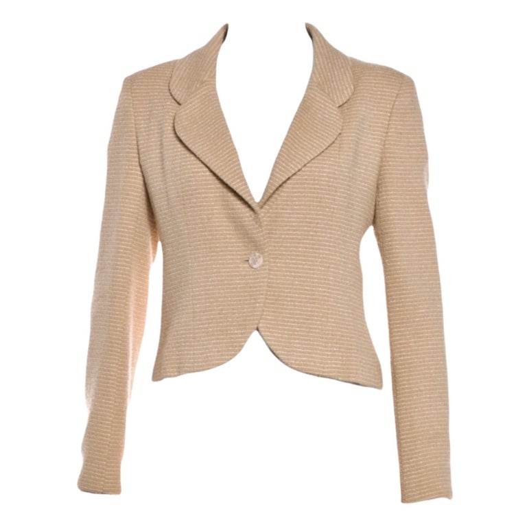 UNWORN Classy Chanel Caramel Fantasy Tweed Jacket Blazer Skirt Business  Suit 38
