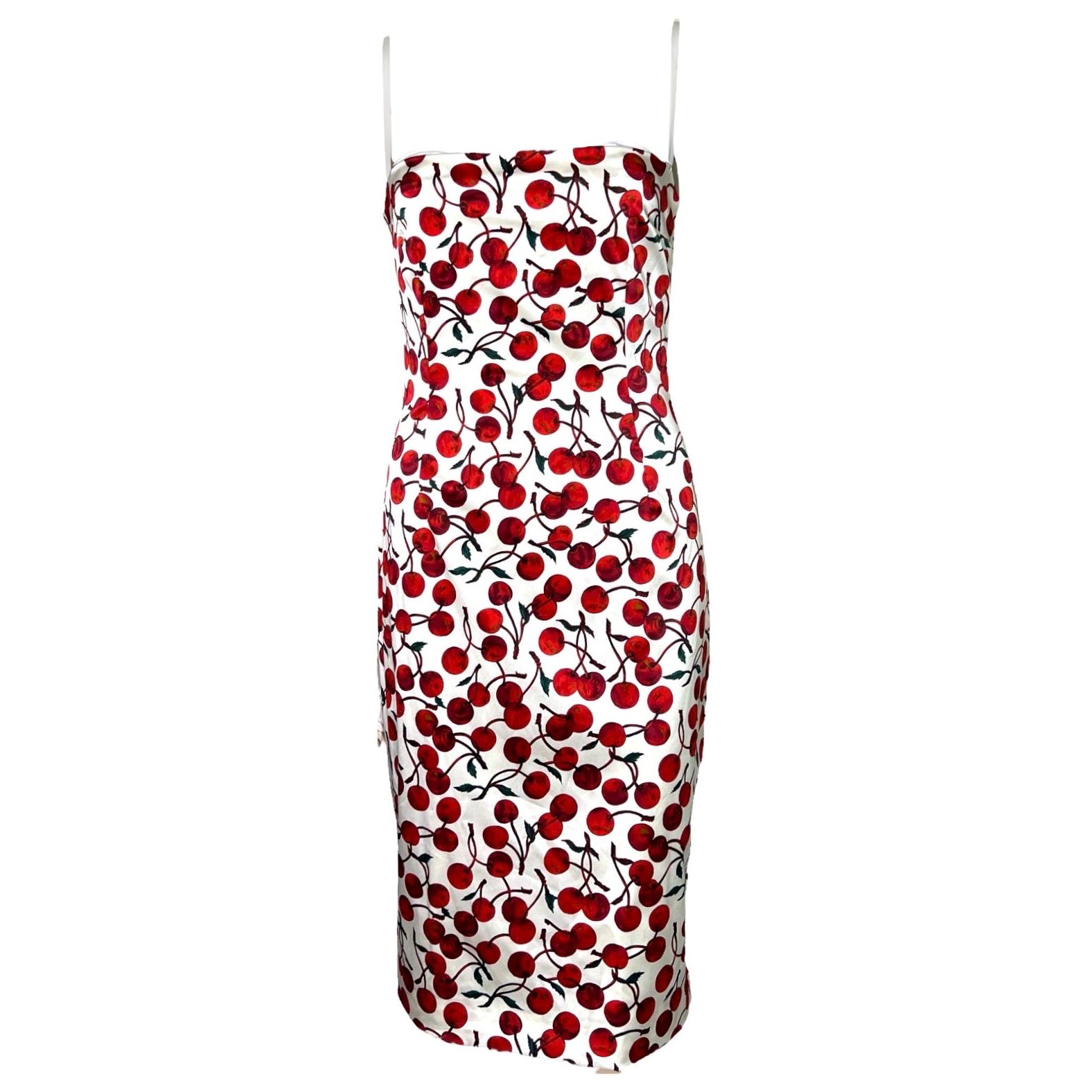 UNWORN Dolce & Gabbana 1996 Kirschbaum Print Korsett-Cocktailkleid aus Seide 42