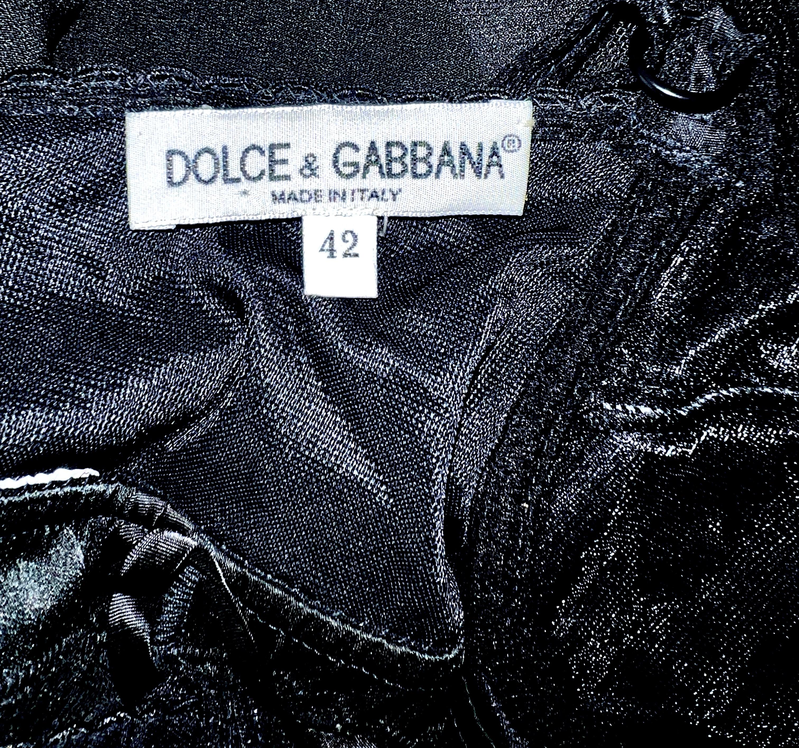 UNWORN Dolce & Gabbana 1997 Black Corset Drawstring Midi Dress Gown 42 For Sale 9