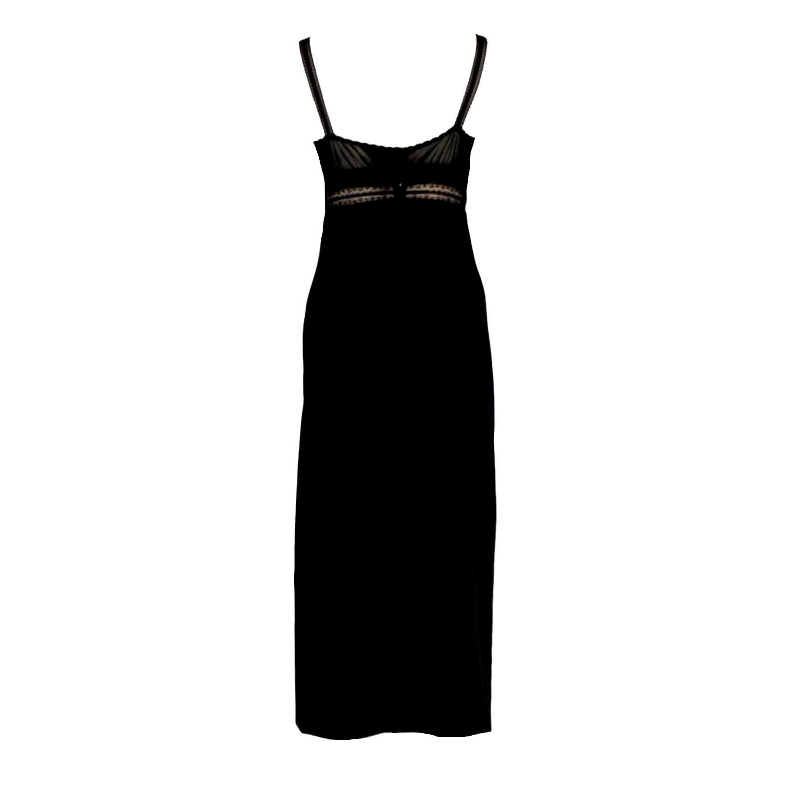 Noir Dolce & Gabbana - Robe midi noire à corset et corset, non portée, taille 42, 1997 en vente