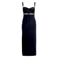 Non indossato Dolce & Gabbana 1997, abito midi con coulisse e corsetto nero 42