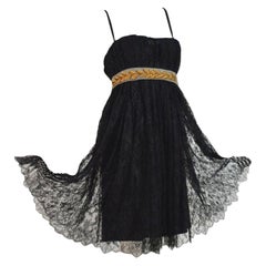 Dolce & Gabbana - Robe de cocktail de soirée Laurel en dentelle française avec corset, noire, non portée, taille 42