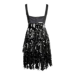 UNWORN Dolce & Gabbana Black Corset Logo Lace Sequin Fringe Cocktail Dress 42