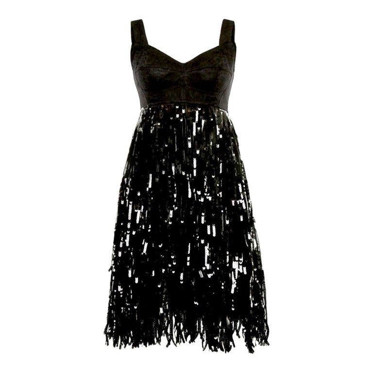 dolce and gabbana black sequin dress Dolce & Gabbana Black Sequin Boucl Tweed Sheath Dress  JOHNYCARRIBEAN
