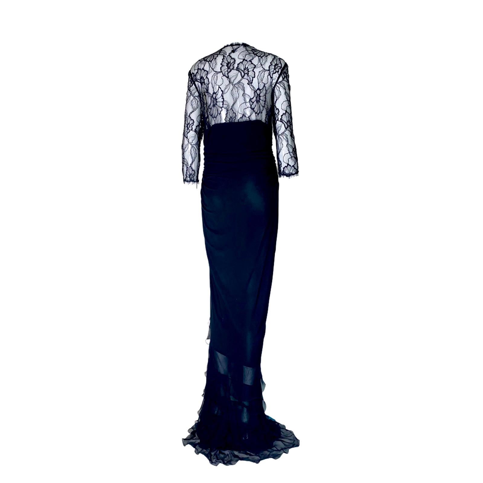 Dolce & Gabbana Black Lace Long Sleeves Cotton Maxi Dress main image 0