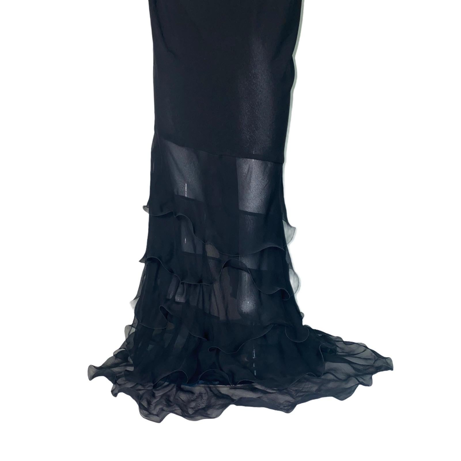 Women's UNWORN Dolce & Gabbana Black Lace Chiffon Silk Evening Gown Maxi Dress 48 For Sale