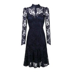 Non indossato Dolce
Gabbana - Vestito da cocktail in pizzo cordonetto blu notte