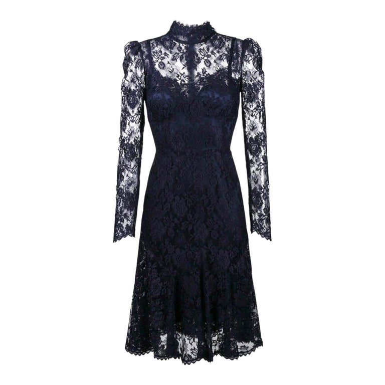 dolce and gabbana lace cocktail dress Cotton-blend lace cocktail dress in blue - Dolce Gabbana