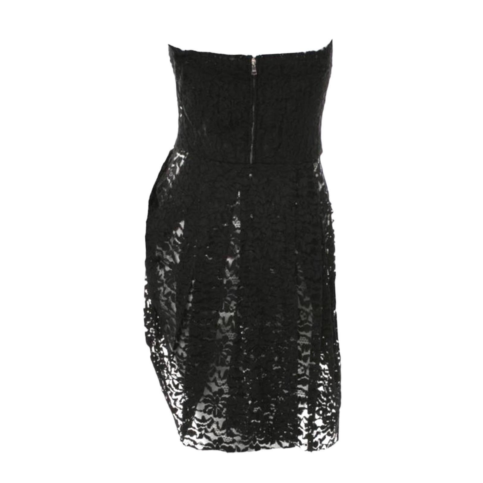 UNWORN Dolce & Gabbana Strapless Asymmetric Corset Bustier Lace Mini Dress 38 1