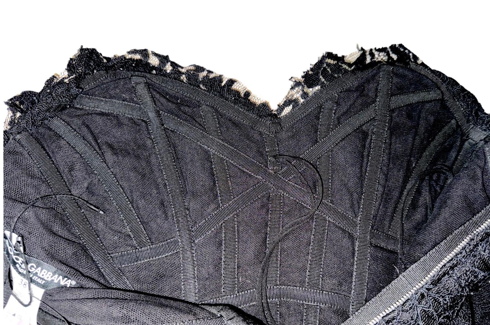 UNWORN Dolce & Gabbana Strapless Asymmetric Corset Bustier Lace Mini Dress 38 2
