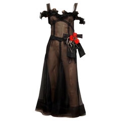 Non indossato Dolce & Gabbana - Vestito a corsetto in pizzo nero con fiori di papavero a rete 40