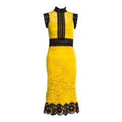 UNWORN Dolce & Gabbana Yellow & Black Guipure Lace Evening Cocktail Dress 40