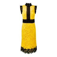 UNWORN Dolce & Gabbana Yellow & Black Guipure Lace Evening Cocktail Dress 40