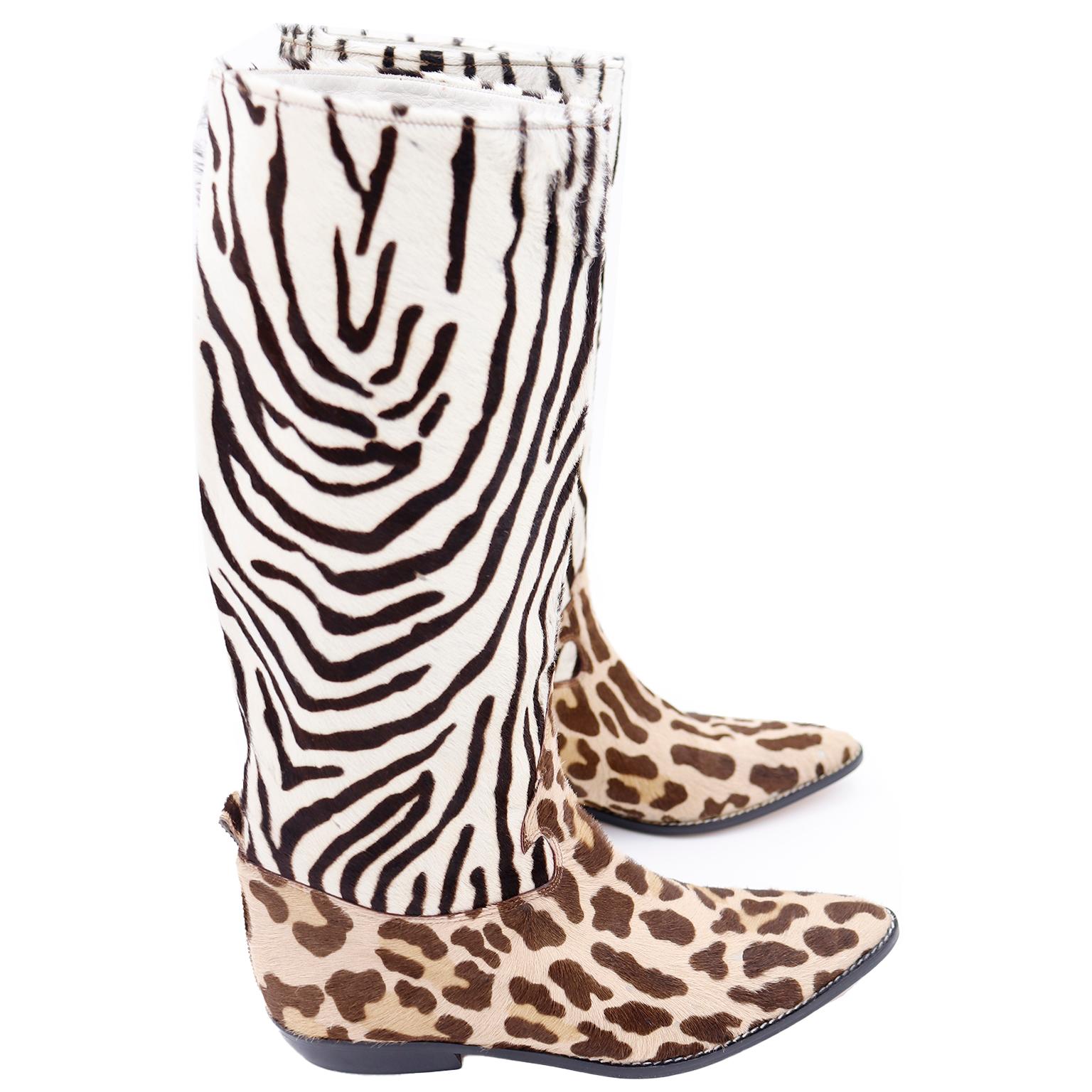 zebra over the knee boots