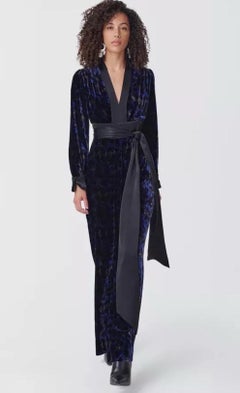 UNWORN DVF Diane von Furstenberg Evening Velvet Jumpsuit Overall Size 0