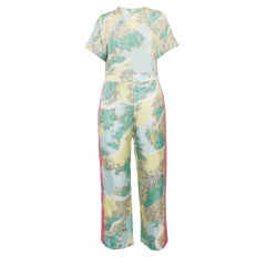 UNWORN Emilio Pucci 2PCS Signature Print Silk Lace Pants Top Blouse Ensemble M