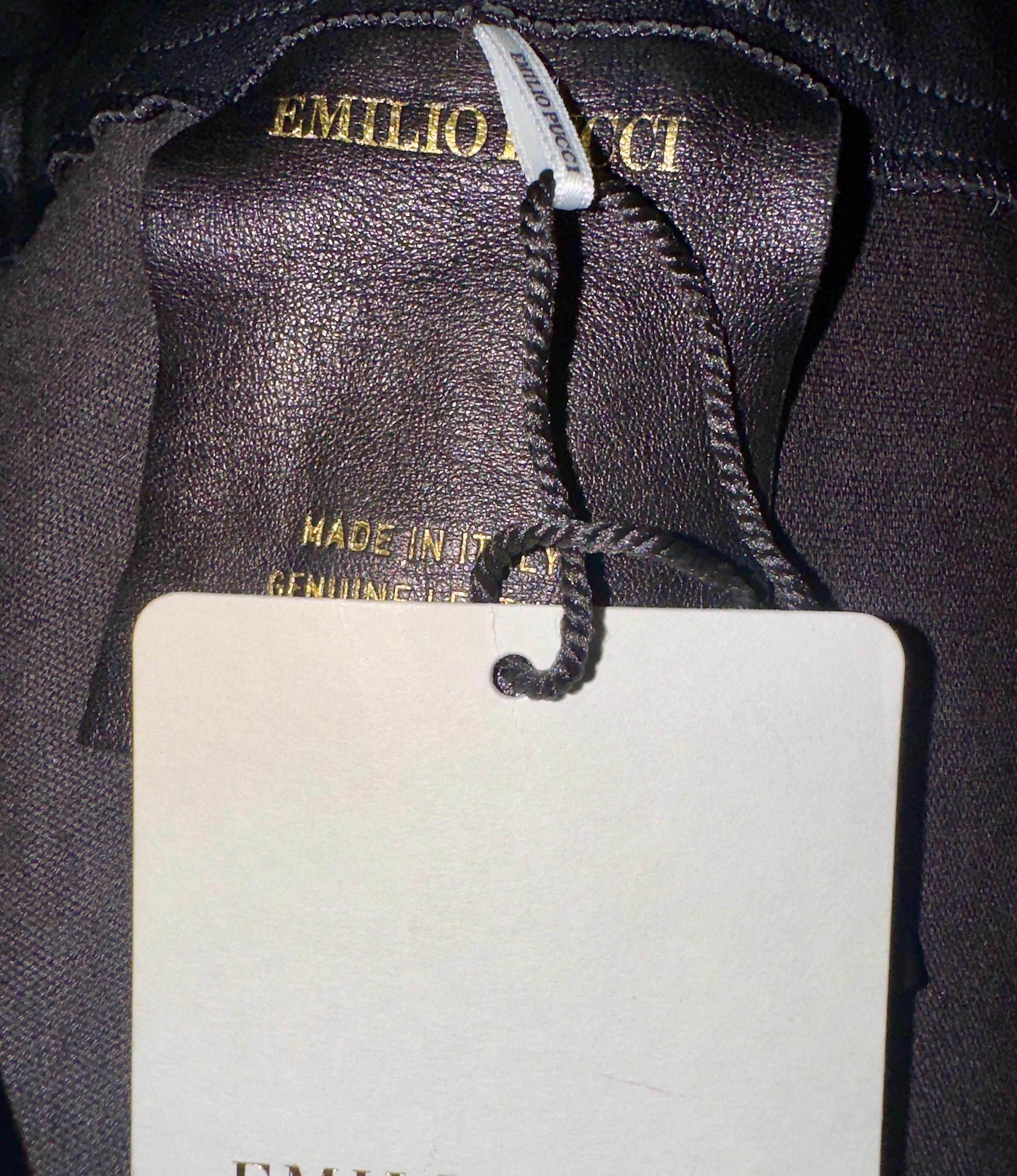 UNWORN Emilio Pucci Black Leather Leggings Pants M For Sale 3
