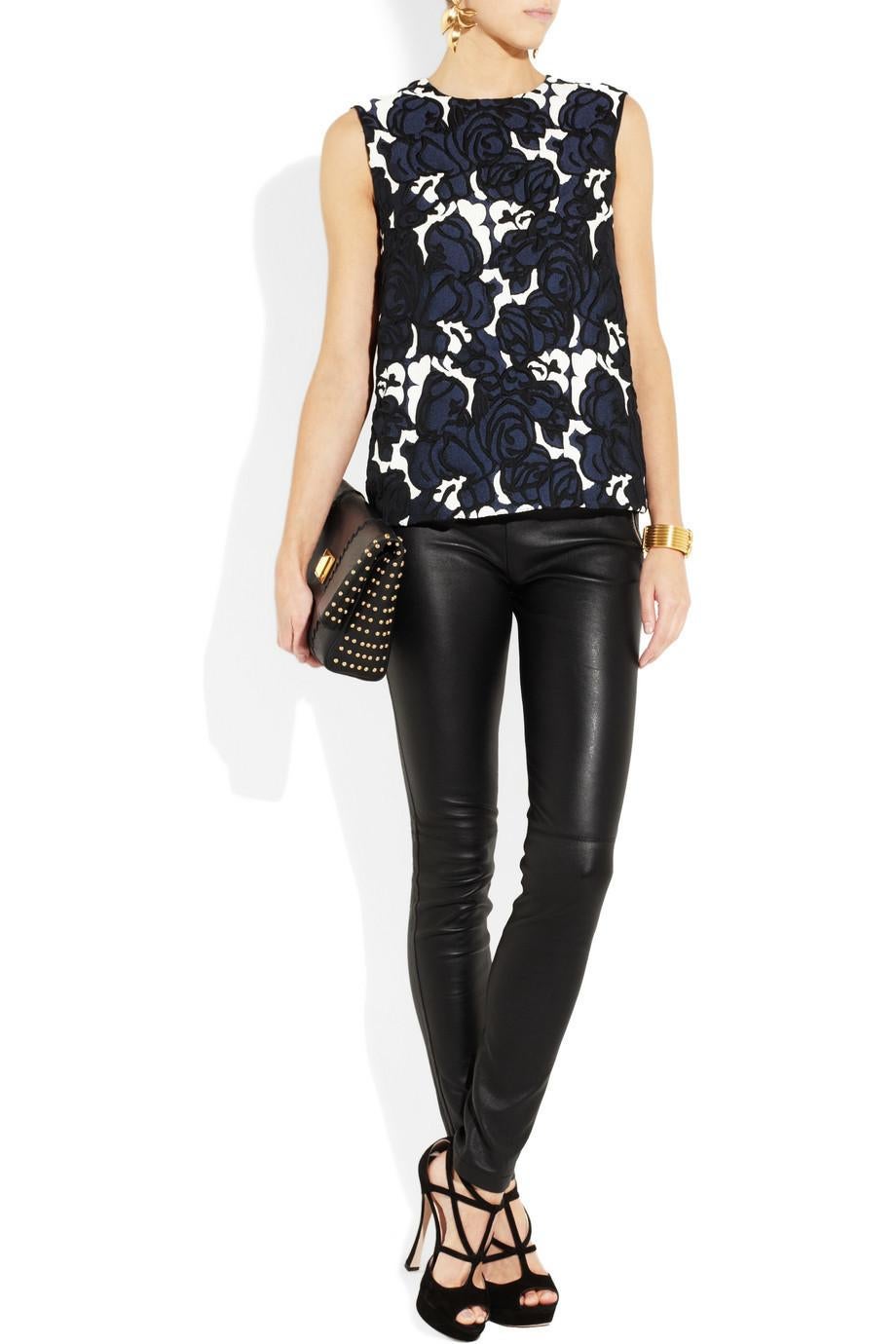 UNWORN Emilio Pucci Black Leather Leggings Pants M For Sale 5