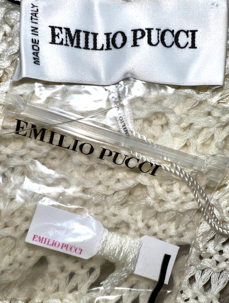 UNWORN Emilio Pucci by Peter Dundas 2011 Crochet Knit Maxi Dress Wedding 42 For Sale 1