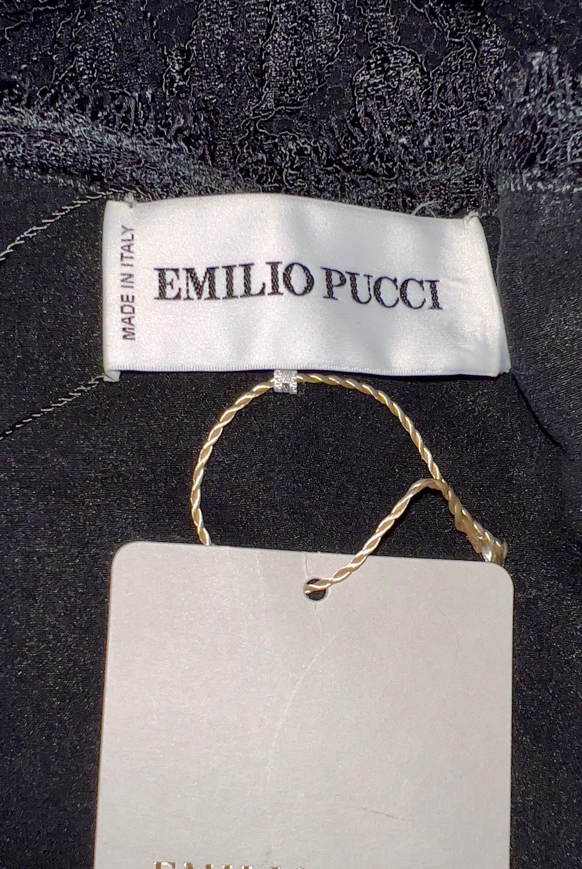 UNWORN Emilio Pucci by Peter Dundas Black Belted Lace Dress Zipper Detail 42 For Sale 6