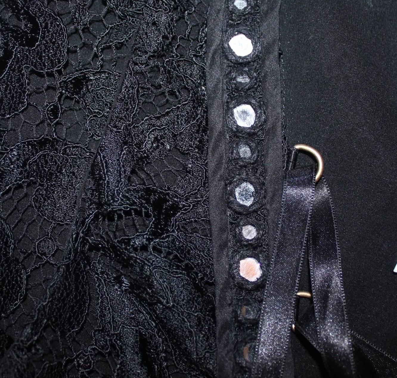 UNWORN Emilio Pucci by Peter Dundas Black Lace Mirror Lace Up Dress 38 For Sale 1
