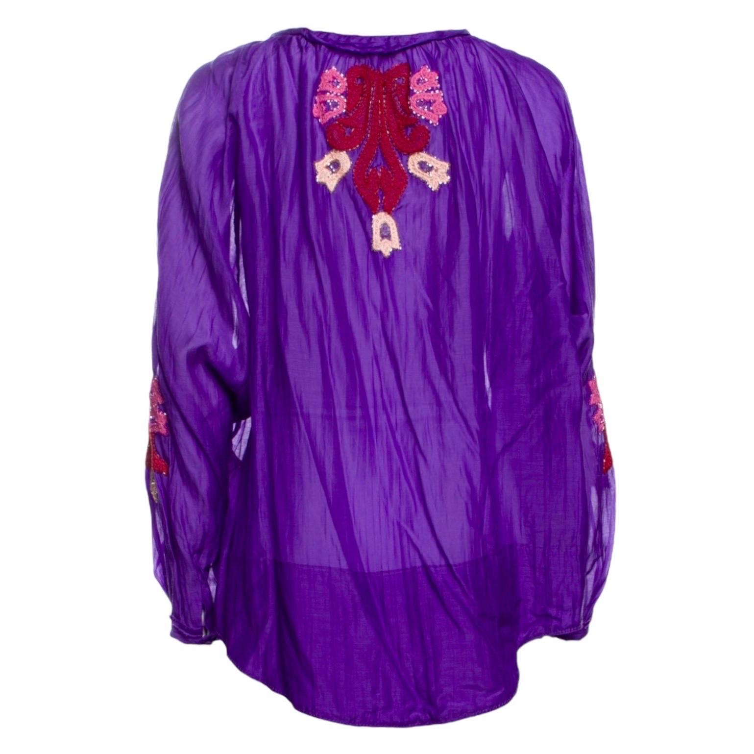 UNWORN Emilio Pucci by Peter Dundas Embroidered Kaftan Tunic Top Blouse 46 In New Condition For Sale In Switzerland, CH