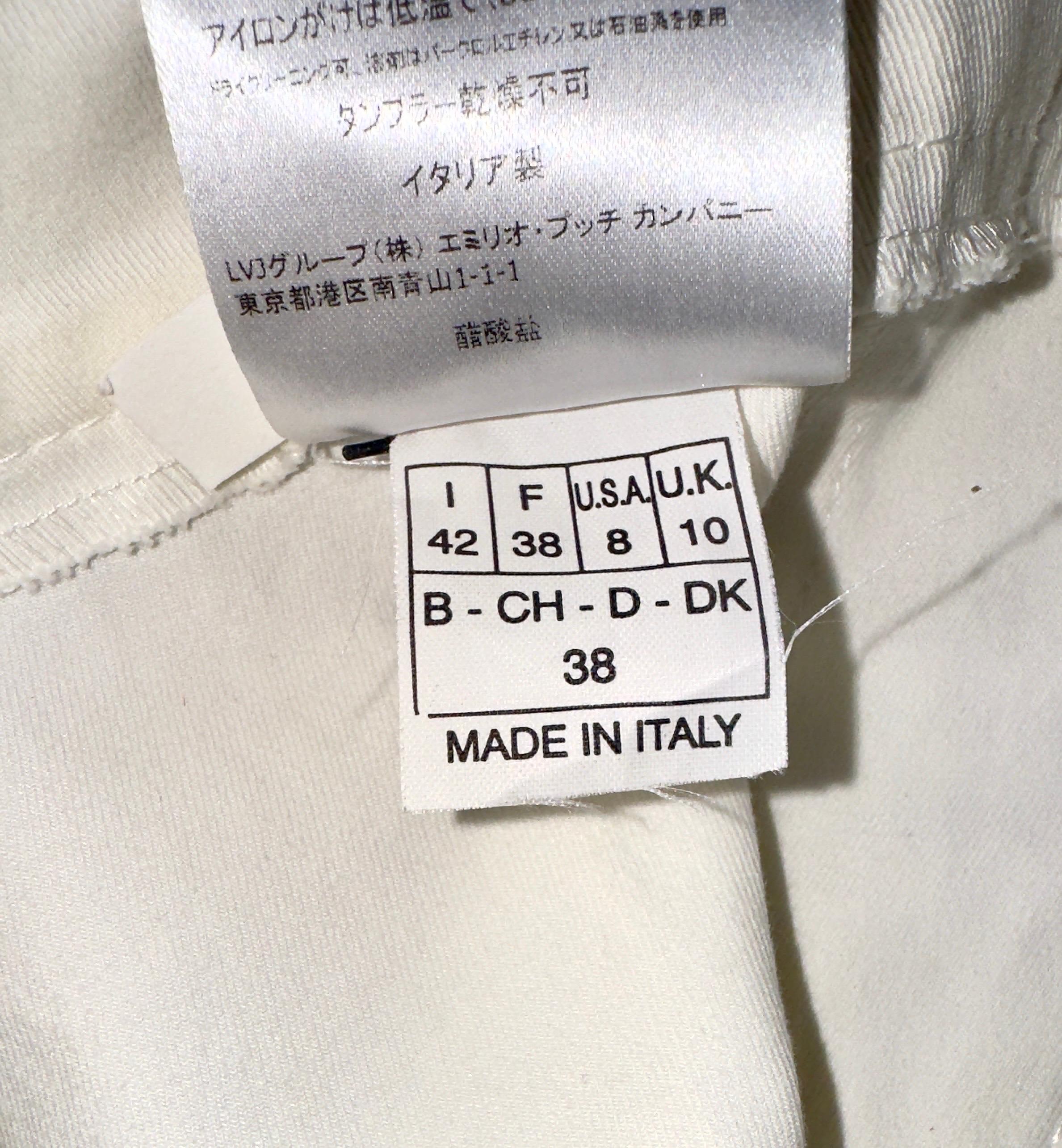 UNWORN Emilio Pucci Classy White Pants Trousers 42 For Sale 2
