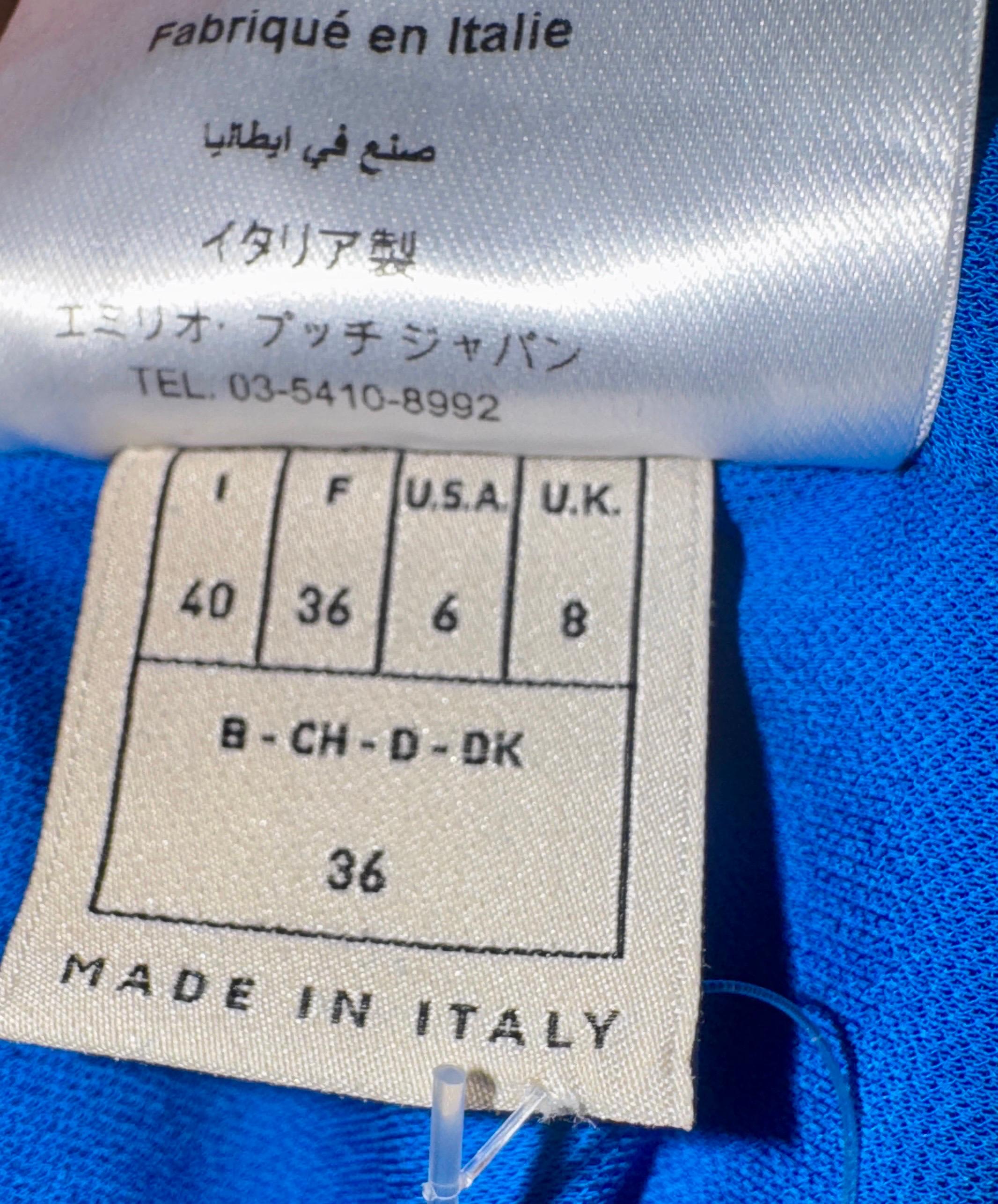 VUE D'ENSEMBLE Emilio Pucci Robe longue brodée bleu robe 40 en vente 3