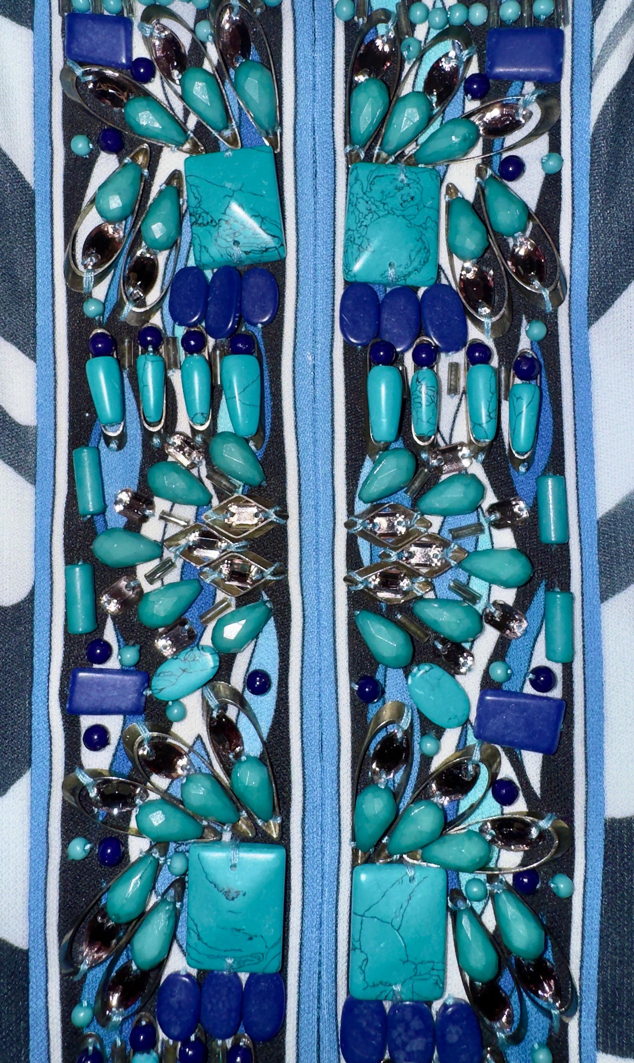 UNWORN Emilio Pucci Besticktes, mit Signaturdruck verziertes Maxikleid 42 im Angebot 5