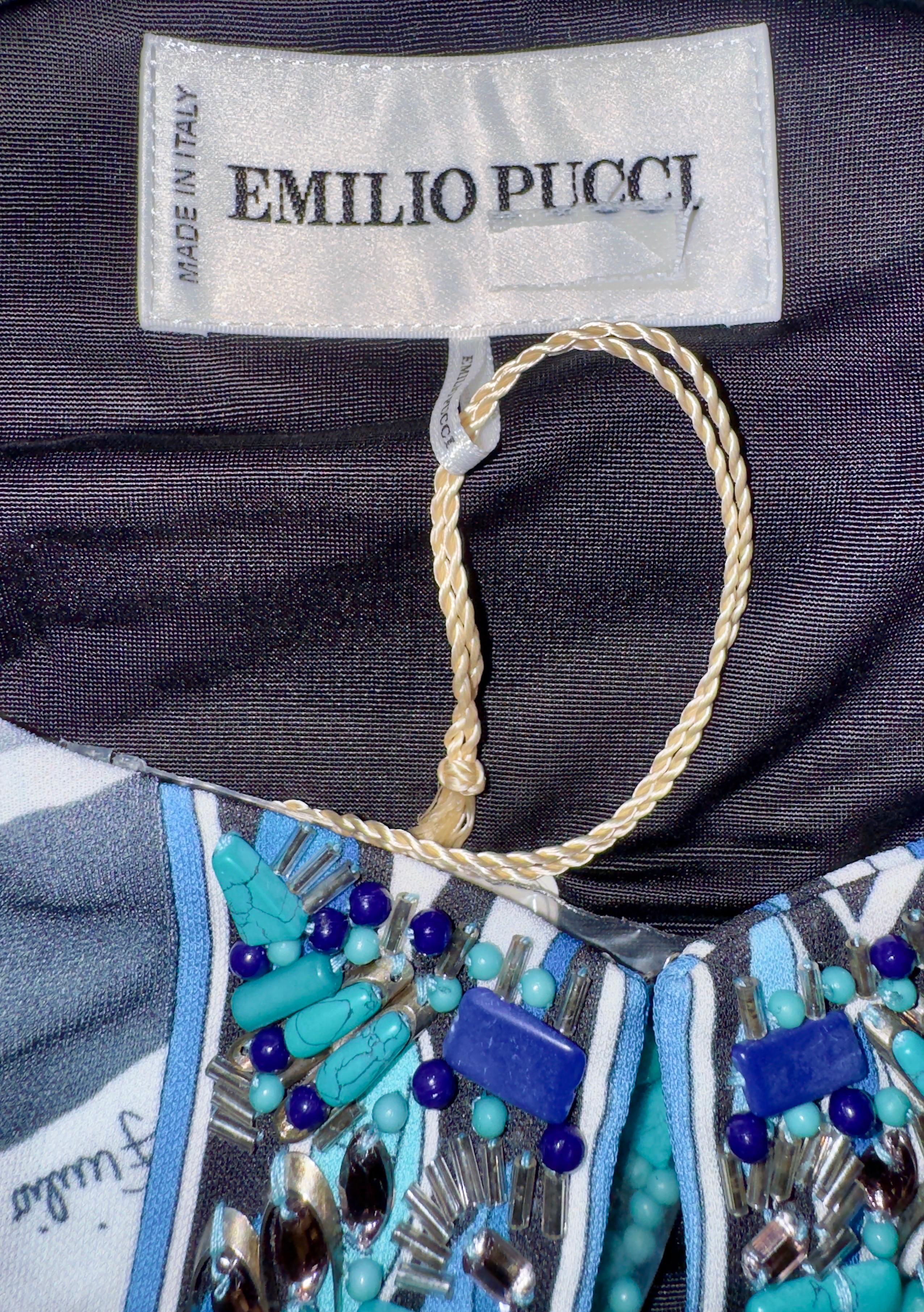 UNWORN Emilio Pucci Besticktes, mit Signaturdruck verziertes Maxikleid 42 im Angebot 6